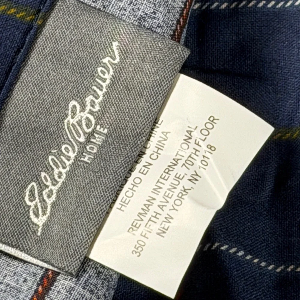 Eddie Bauer Home Navy Blue Patchwork Plaid Quilted Pillow Sham Standard Rustic